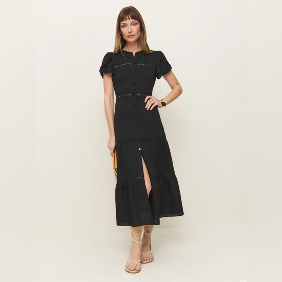 Reformation Dresses & Skirts - Reformation Black Eyelet Midi Dress